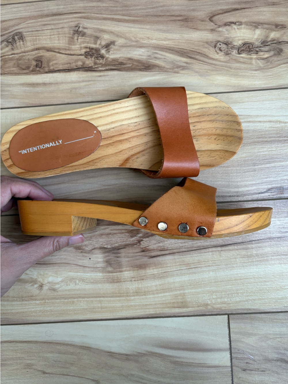 Intentionally Blank “Coffee” Wood Clog Sandal - Brown / Tan